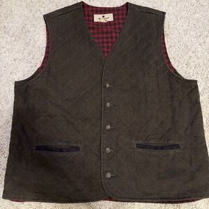 Vintage Late 90's Woolrich Saddle Vest Buffalo Plaid Lined Large